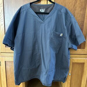 Men's Carhartt Ripstop Bi-Swing Chest Pocket Utility Scrub Top Dark Gray 3XL